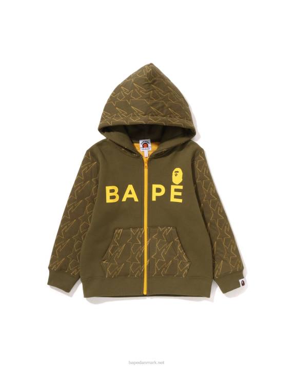A Bathing Ape børn sta quiltende hættetrøje med lynlås HH6J1544 militærgrøn