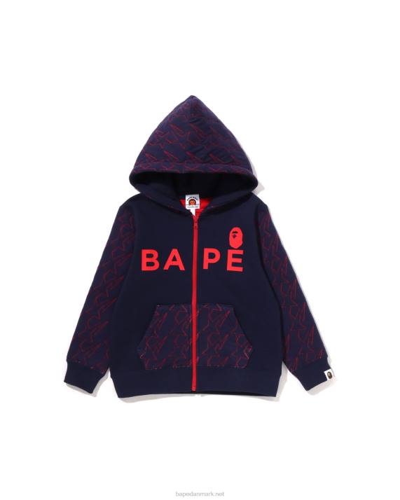 A Bathing Ape børn sta quiltende hættetrøje med lynlås HH6J1546 Marine blå