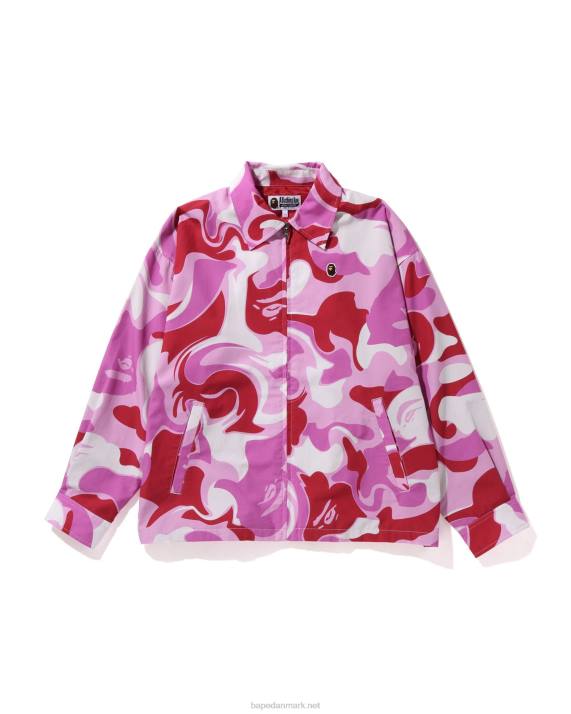 A Bathing Ape Kvinder marmor camo oversized jakke med lynlås HH6J1022 lyserød