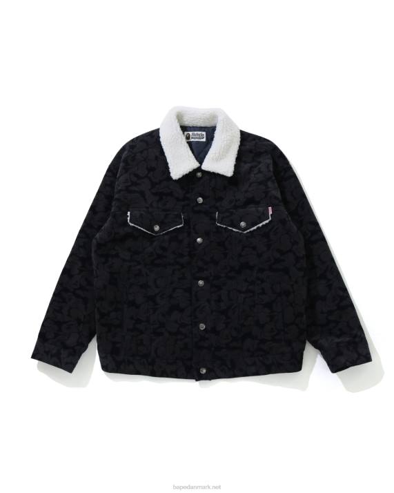 A Bathing Ape Kvinder solid camo fløjlsjakke boa oversized jakke HH6J1027 Marine blå