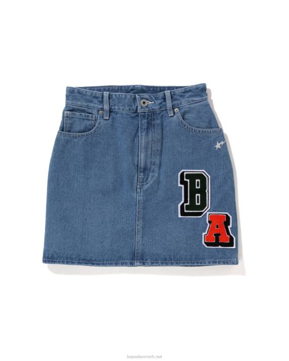 A Bathing Ape Kvinder denim mini-nederdel med flere skrifttyper HH6J1005 denim