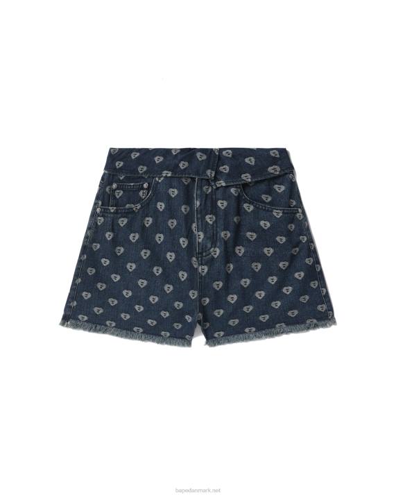 A Bathing Ape Kvinder denimshorts med bidflipmønster HH6J811 denim