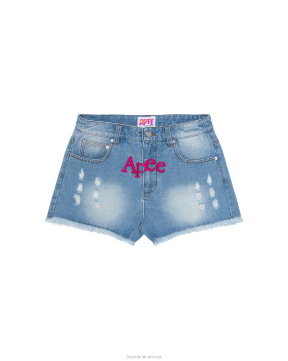 A Bathing Ape Kvinder denimshorts med logo HH6J967 denim