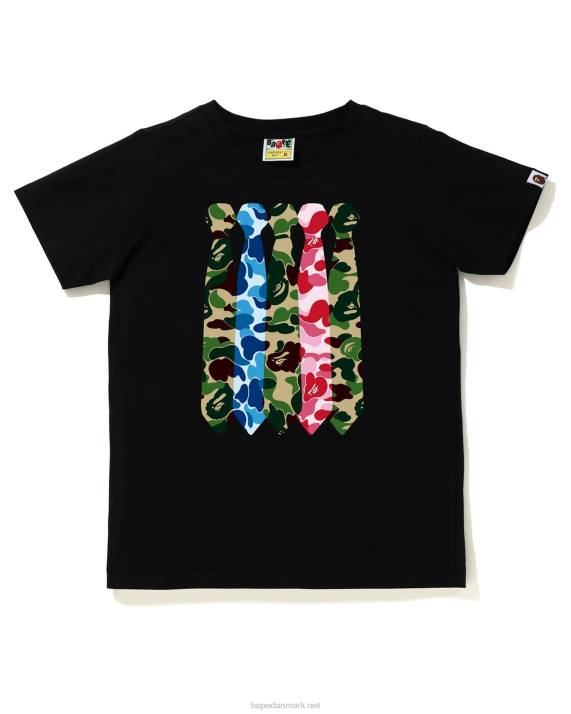 A Bathing Ape Kvinder abc camo t-shirt med slips HH6J887 sort