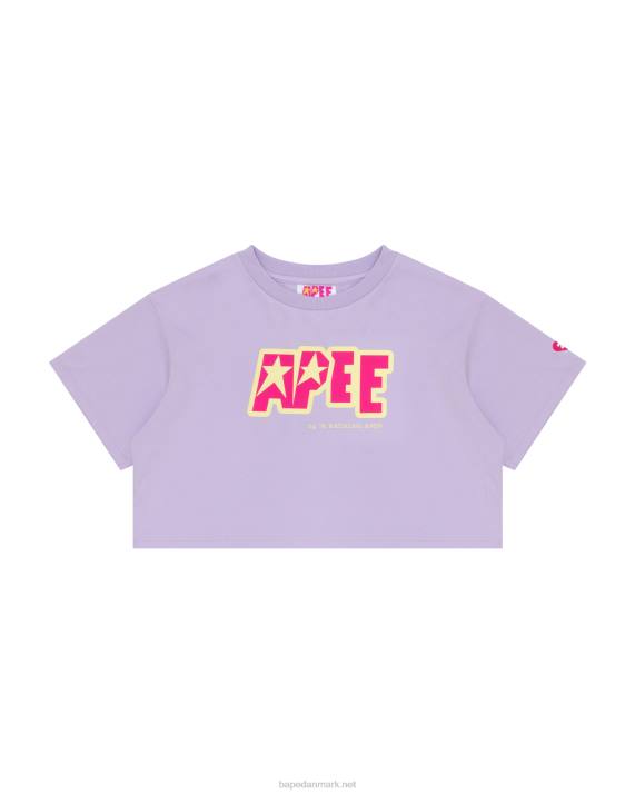 A Bathing Ape Kvinder beskåret t-shirt med dobbelt logo HH6J955 pastel lilla