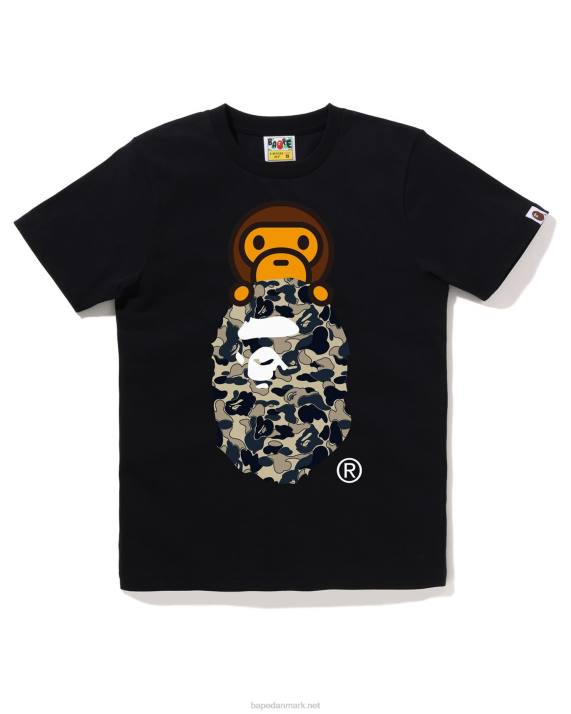 A Bathing Ape Kvinder cookie camo 2 milo på hoved tee HH6J805 sort