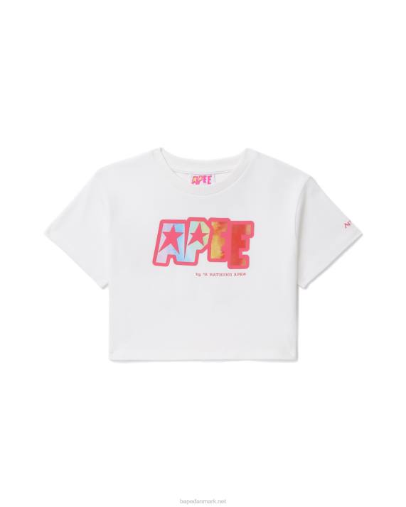 A Bathing Ape Kvinder crop-t-shirt med logotryk HH6J799 hvid
