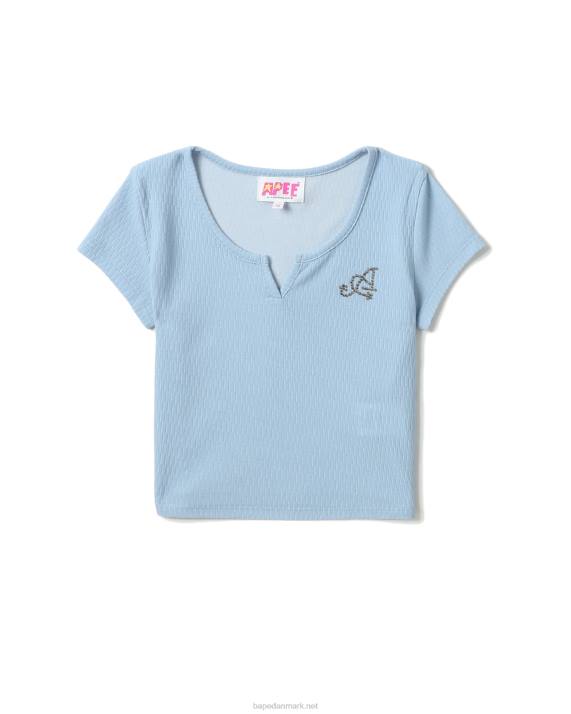 A Bathing Ape Kvinder crop top med v-hals HH6J820 lyseblå