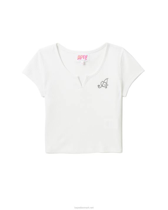 A Bathing Ape Kvinder crop top med v-hals HH6J821 hvid