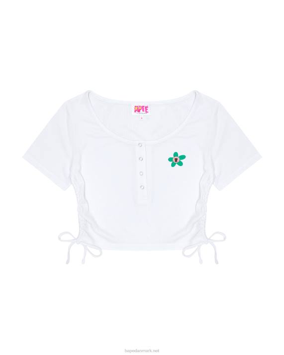 A Bathing Ape Kvinder cropped top med snøre med logo HH6J935 hvid