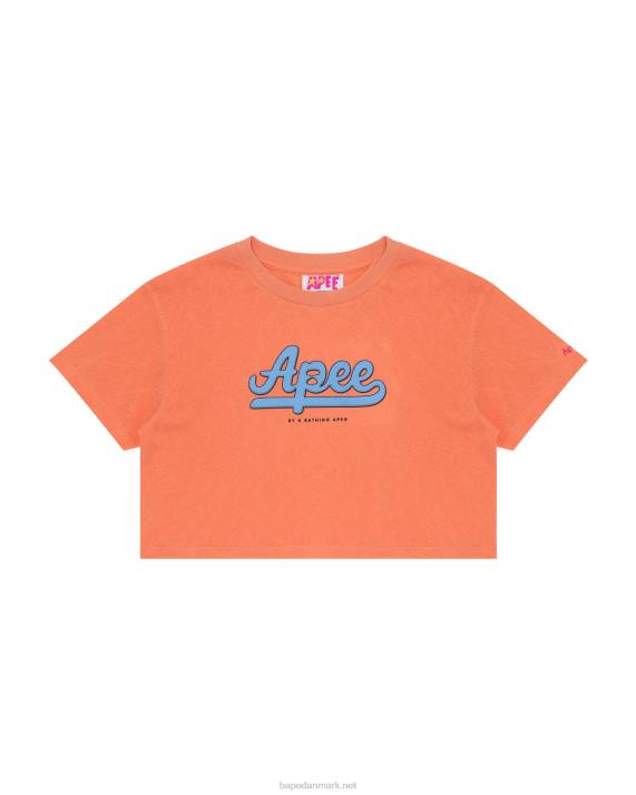 A Bathing Ape Kvinder grafisk beskåret t-shirt HH6J953 orange