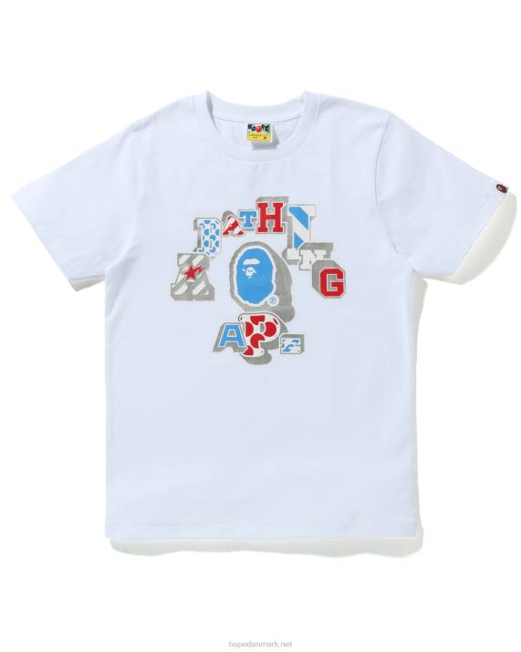 A Bathing Ape Kvinder mix lappet college-t-shirt HH6J1011 hvid