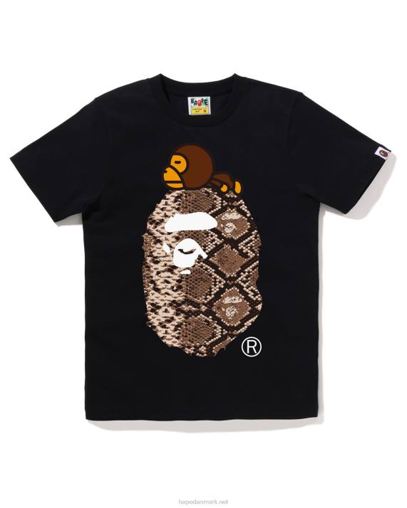A Bathing Ape Kvinder slange milo på stor t-shirt HH6J878 sort
