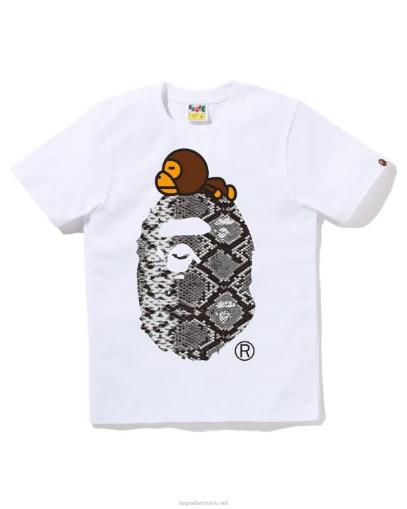 A Bathing Ape Kvinder slange milo på stor t-shirt HH6J879 hvid