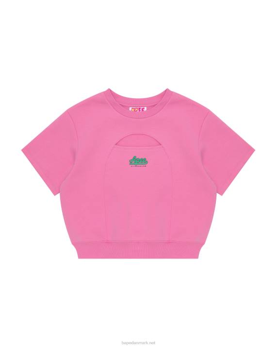 A Bathing Ape Kvinder sweatshirt med croppet logo HH6J944 lyserød