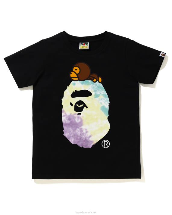 A Bathing Ape Kvinder tie-dye milo på stor t-shirt HH6J993 sort