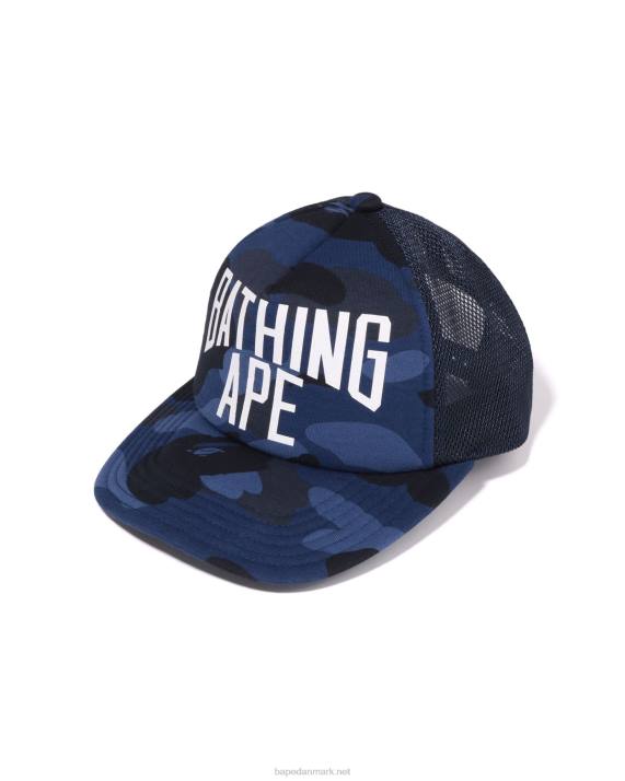 A Bathing Ape Mænd farve camo nyc logo mesh cap HH6J534 Marine blå