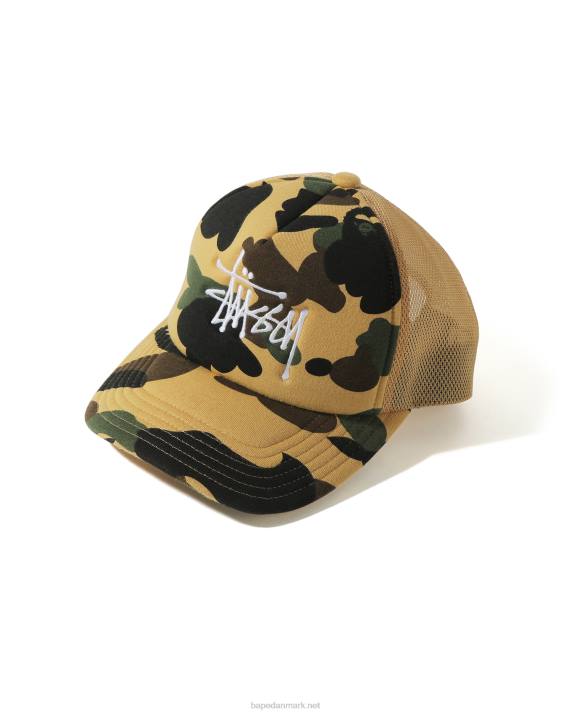 A Bathing Ape Mænd x stussy trucker kasket HH6J585 gul