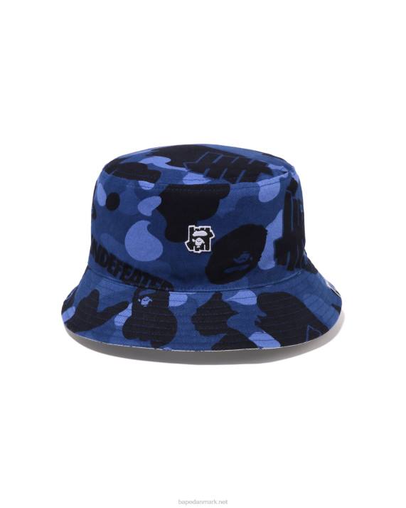 A Bathing Ape Mænd x undftd farve camo flannel bøttehat HH6J519 Marine blå