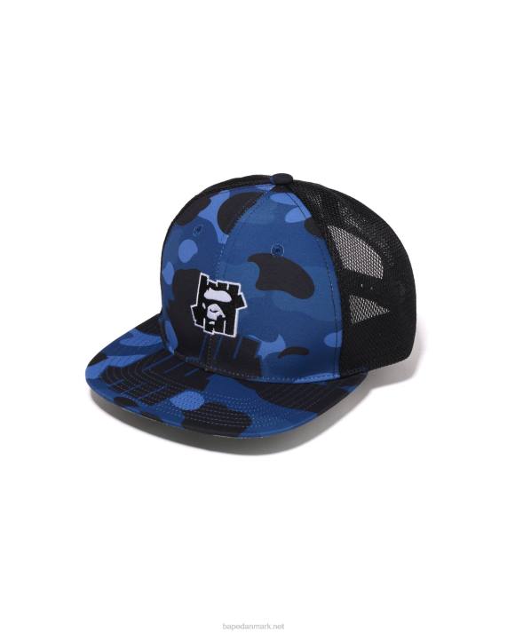 A Bathing Ape Mænd x undftd farve camo mesh cap HH6J517 Marine blå
