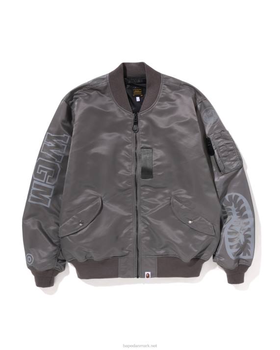A Bathing Ape Mænd haj løs pasform ma-1 HH6J192 sølv