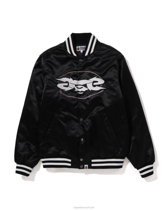 A Bathing Ape Mænd nylon varsity jakke med afslappet pasform HH6J349 sort