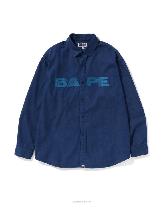 A Bathing Ape Mænd denim skjorte med løs pasform HH6J225 Marine blå
