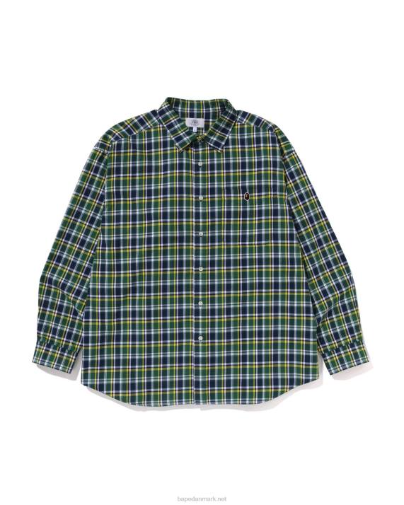 A Bathing Ape Mænd mini ternet skjorte med løs pasform HH6J230 smaragd