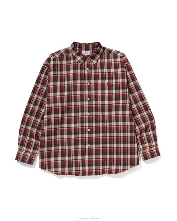 A Bathing Ape Mænd mini ternet skjorte med løs pasform HH6J231 knaldrød
