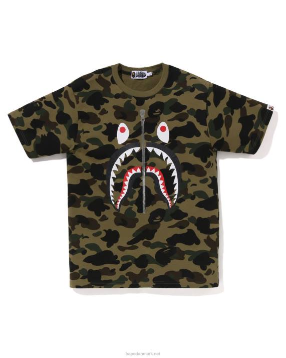 A Bathing Ape Mænd 1. camo haj t-shirt HH6J240 militærgrøn