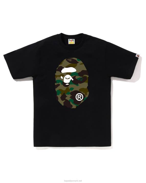A Bathing Ape Mænd 1. camo-t-shirt med stort hoved HH6J1 sort