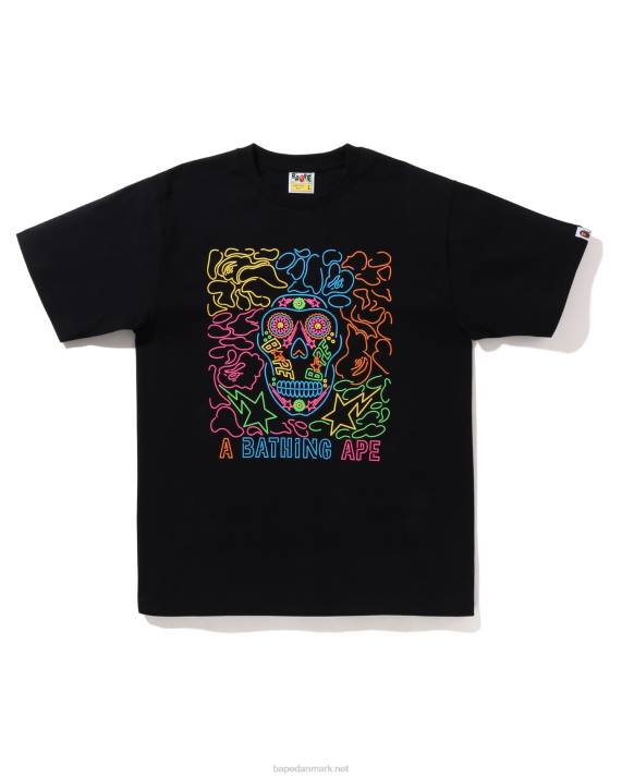 A Bathing Ape Mænd halloween neon mexicansk kranie t-shirt HH6J378 sort