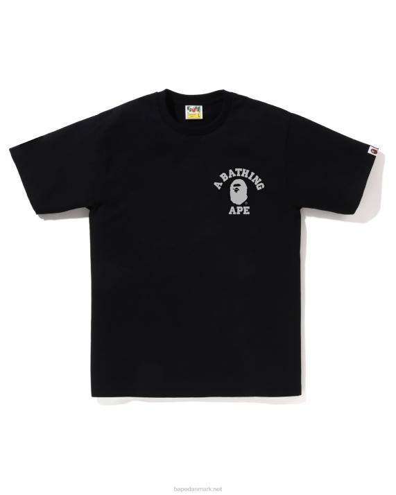 A Bathing Ape Mænd honeycomb camo college ats tee HH6J263 sort