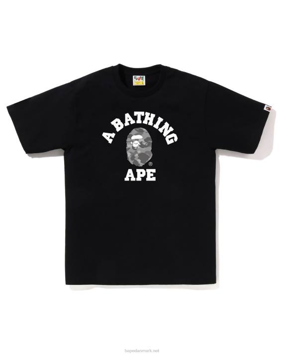 A Bathing Ape Mænd honeycomb camo college-t-shirt HH6J80 sort