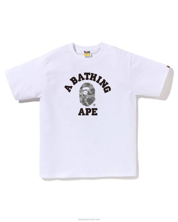A Bathing Ape Mænd honeycomb camo college-t-shirt HH6J82 hvid