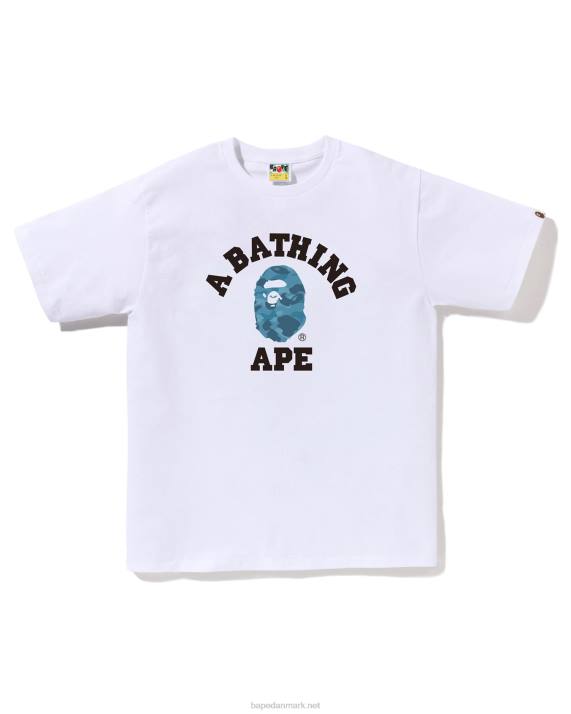A Bathing Ape Mænd honeycomb camo college-t-shirt HH6J83 hvid
