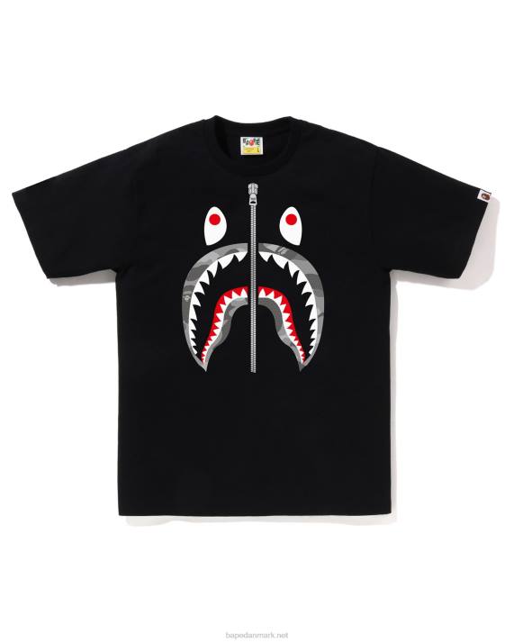 A Bathing Ape Mænd honeycomb camo shark t-shirt HH6J84 sort