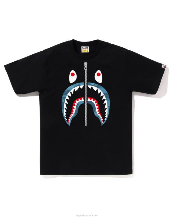 A Bathing Ape Mænd honeycomb camo shark t-shirt HH6J85 sort