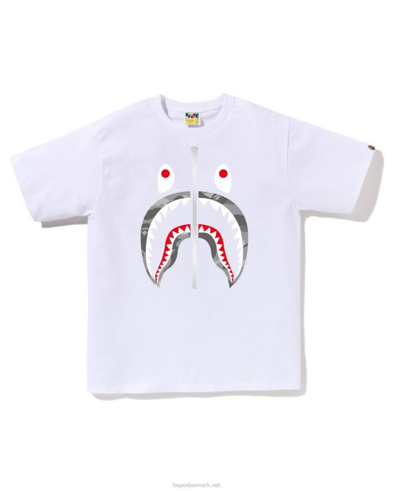 A Bathing Ape Mænd honeycomb camo shark t-shirt HH6J86 hvid