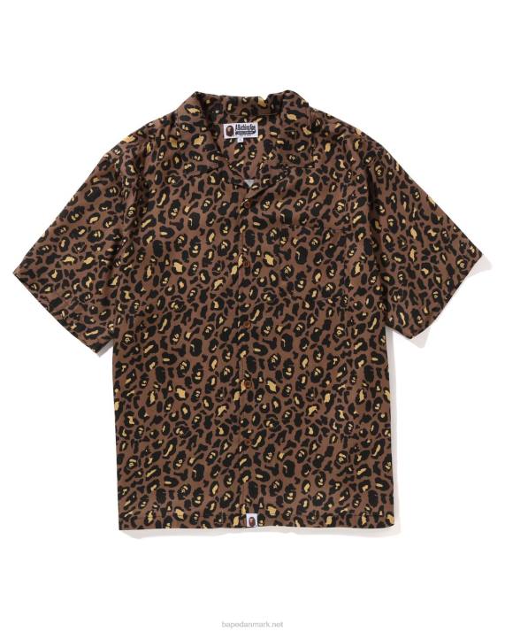 A Bathing Ape Mænd leopard skjorte med åben krave HH6J126 Brun