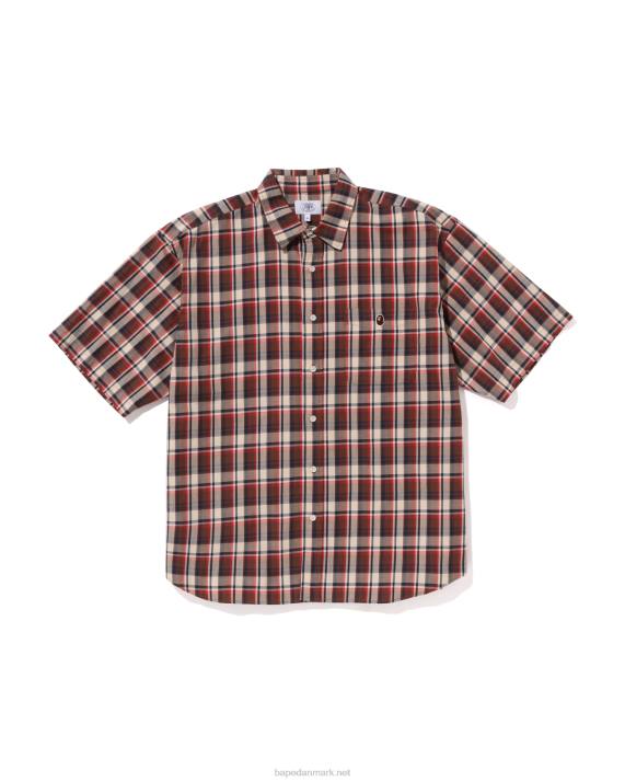 A Bathing Ape Mænd mini ternet skjorte med løs pasform HH6J135 knaldrød