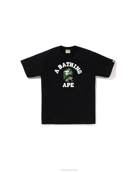 A Bathing Ape Mænd skov- og camo college-t-shirt HH6J221 sort