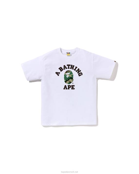 A Bathing Ape Mænd skov- og camo college-t-shirt HH6J222 hvid