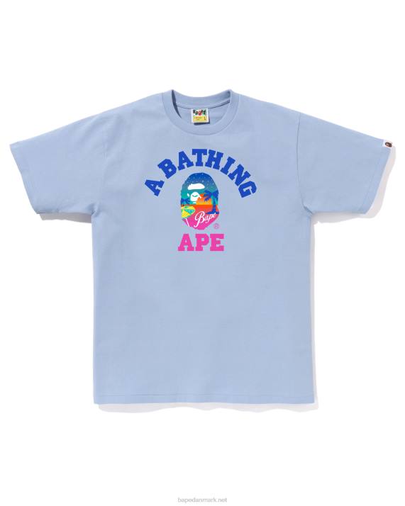 A Bathing Ape Mænd sunset beach t-shirt HH6J70 lyseblå