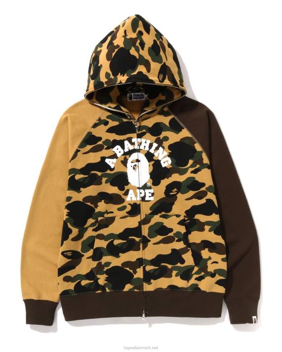 A Bathing Ape Mænd 1. camo crazy college hættetrøje med fuld lynlås HH6J255 gul