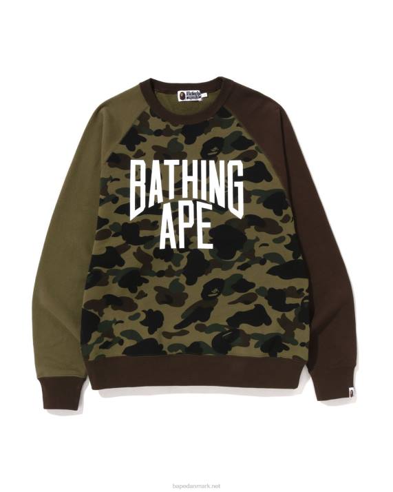 A Bathing Ape Mænd 1. camo crazy relaxed fit crewneck HH6J286 militærgrøn