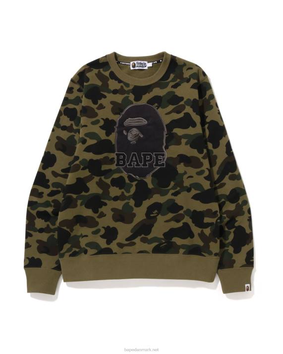 A Bathing Ape Mænd 1. camo crewneck HH6J366 militærgrøn