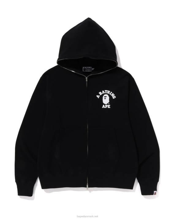 A Bathing Ape Mænd college afslappet pasform hættetrøje med fuld lynlås HH6J232 sort