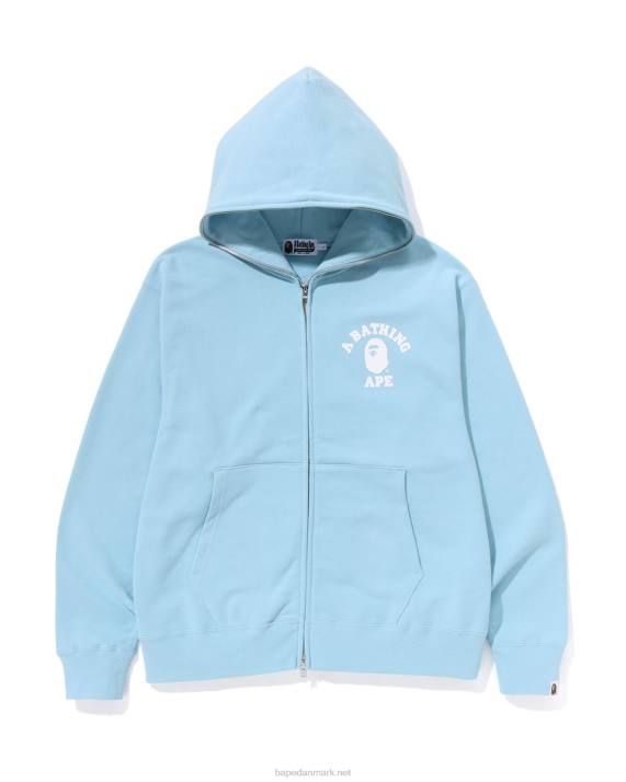 A Bathing Ape Mænd college afslappet pasform hættetrøje med fuld lynlås HH6J233 lyseblå
