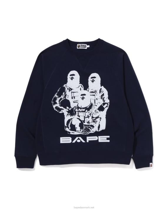 A Bathing Ape Mænd crewneck i afslappet pasform HH6J261 Marine blå